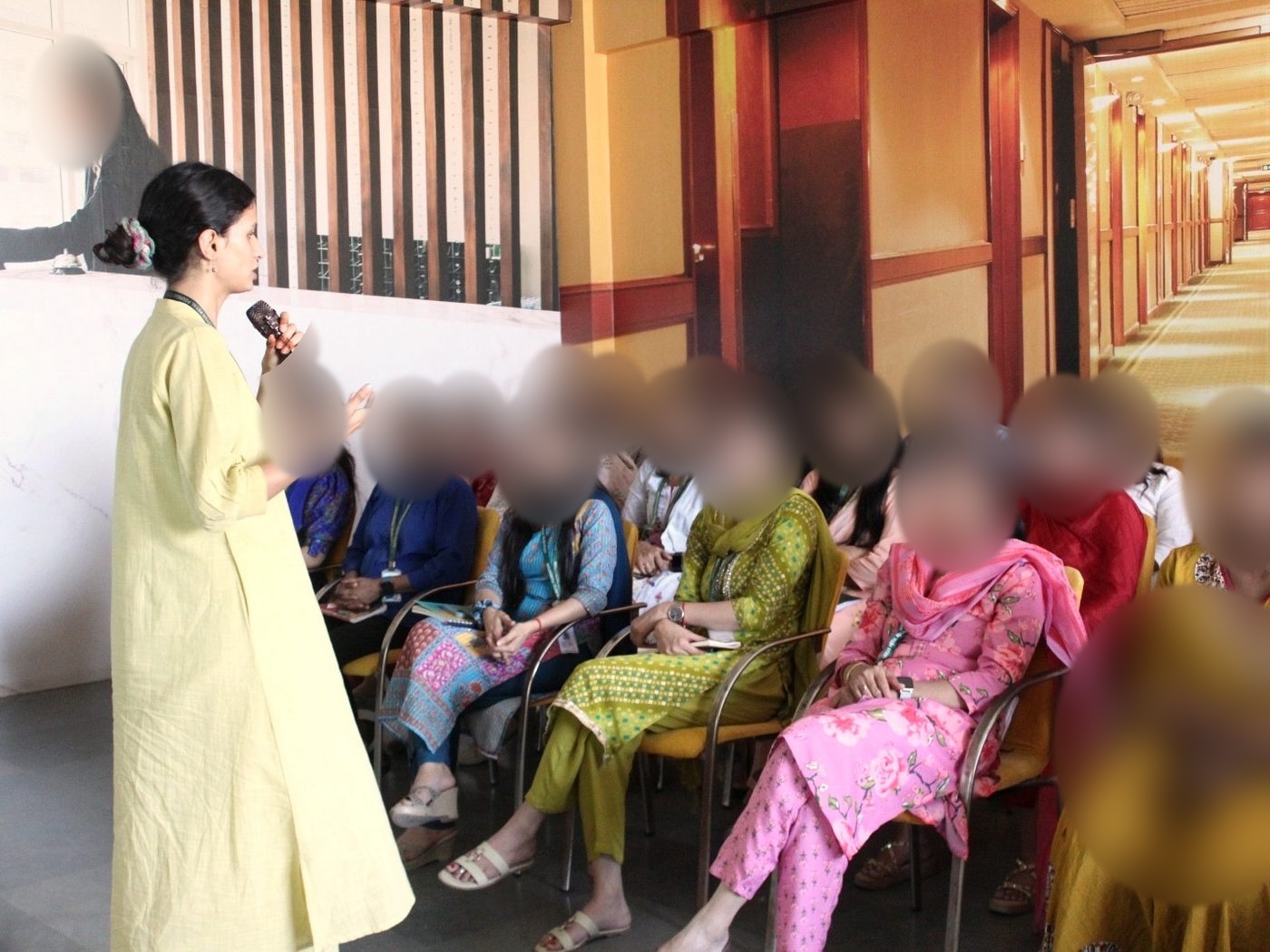 Tamana leading a POCSO training for institutional staff